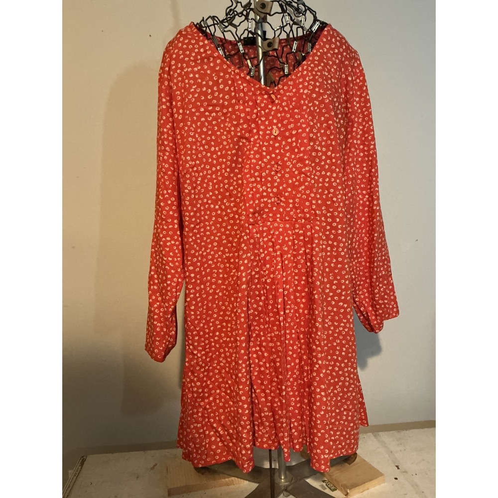 Chelsea Studio Womens Red White Dot Print Pintuck Tunic Top Size M 14/16 19-0125